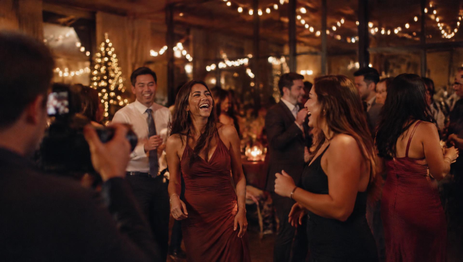 Guests celebrating at an evening event